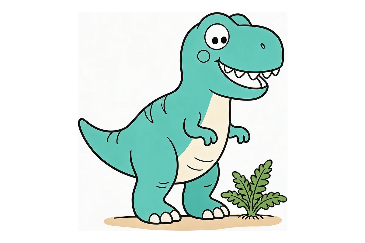 Versión coloreada de tiranosaurio amigable