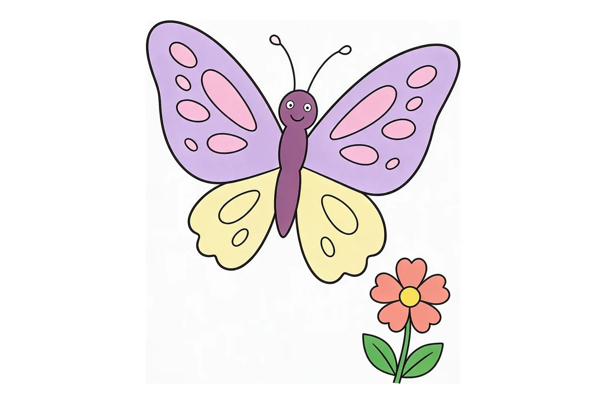 Versión coloreada de mariposa de alas grandes