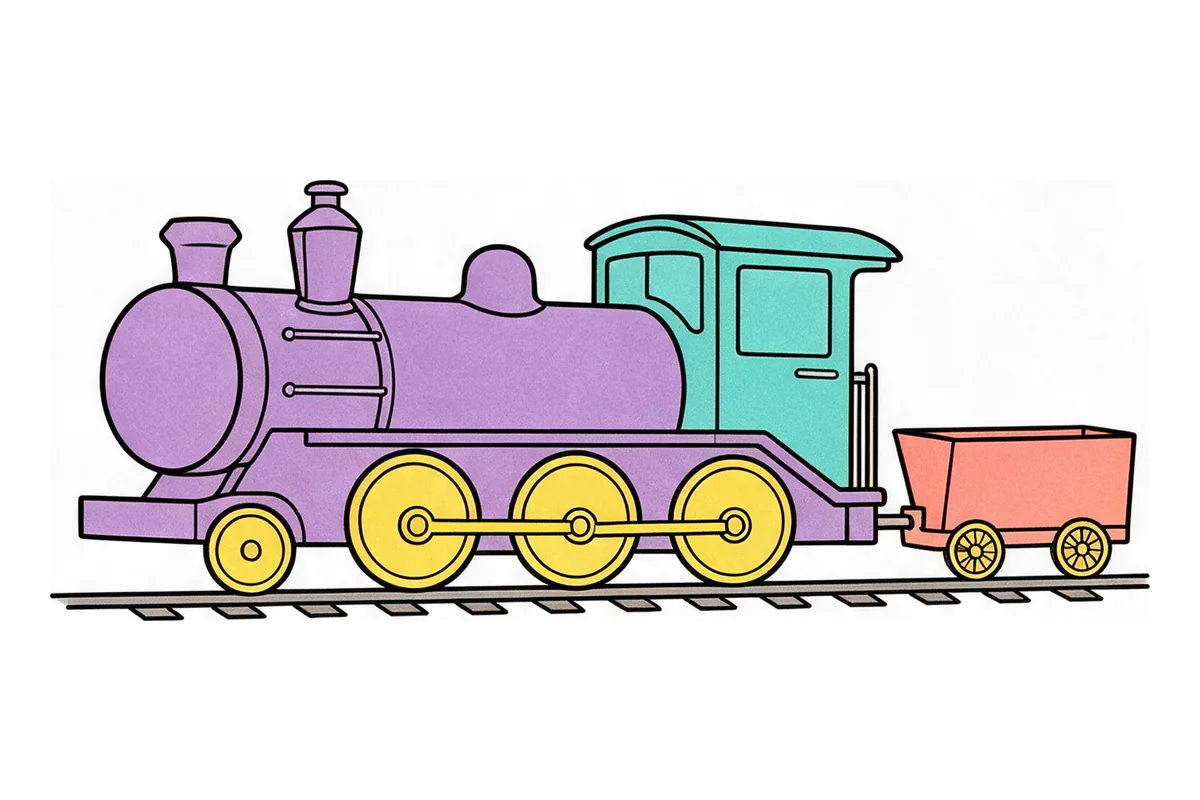 Versión coloreada de tren con un vagón